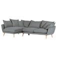 ECKSOFA in Mikrofaser Grau  - Buchefarben/Grau, Trend, Holz/Textil (170/267cm) - Ambia Home