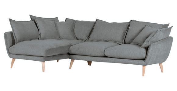 ECKSOFA in Mikrofaser Grau  - Buchefarben/Grau, Trend, Holz/Textil (170/267cm) - Ambia Home