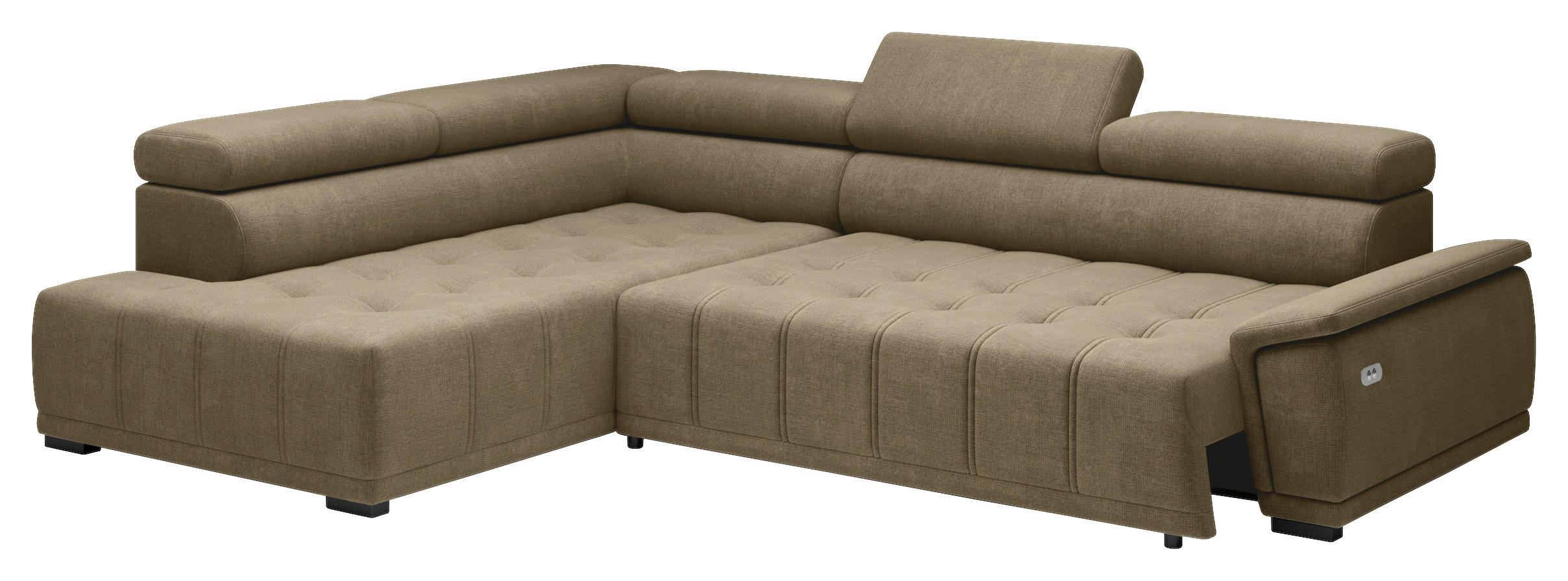 HÖRNSOFFA i chenille, vävt tyg taupe  - svart/taupe, Modern, textil/plast (106/283cm) - MID.YOU