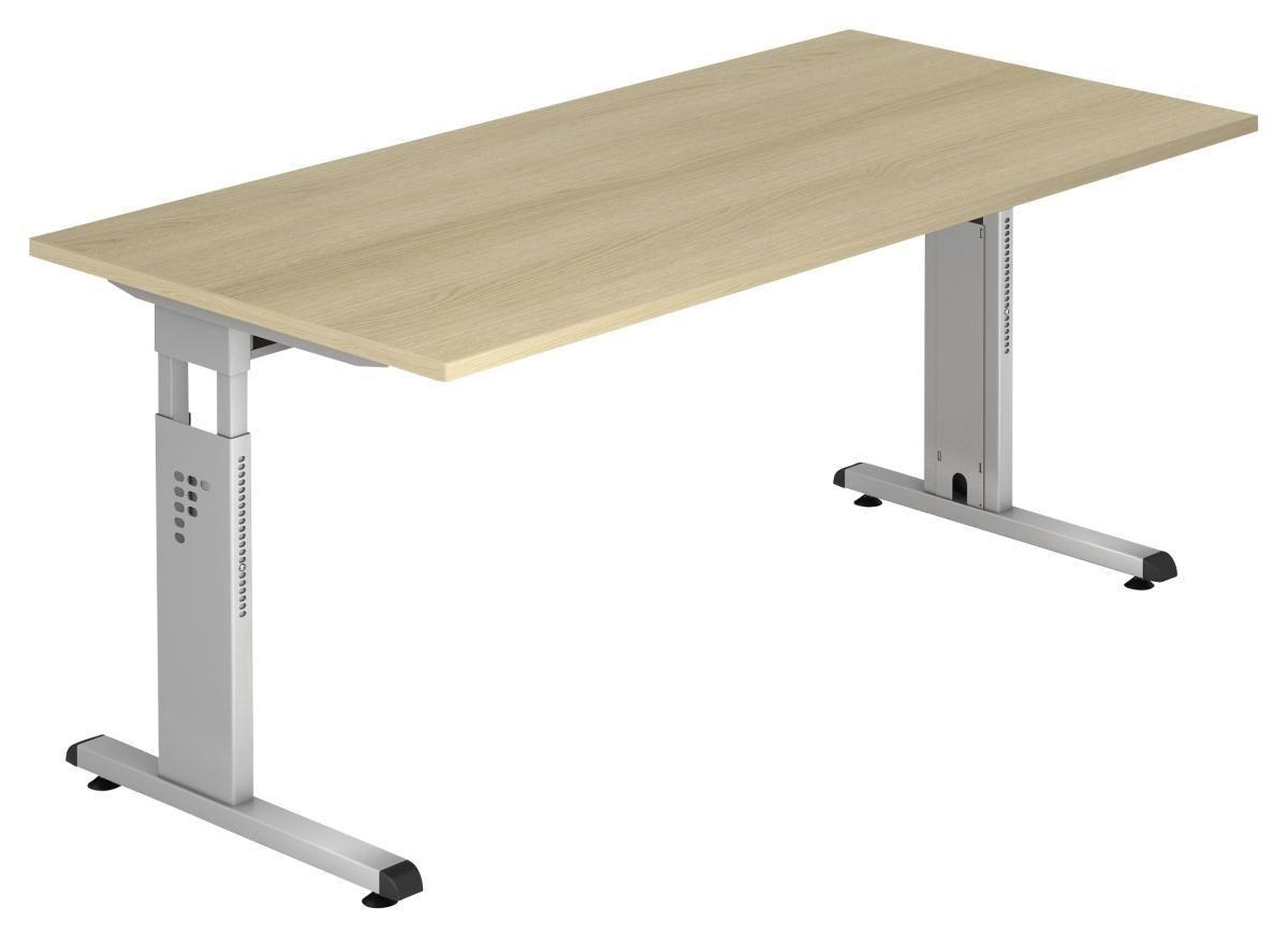 SCHREIBTISCH 160/80/65-85 cm  in Eichefarben  - Eichefarben/Silberfarben, KONVENTIONELL, Holzwerkstoff/Metall (160/80/65-85cm) - Venda