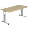 SCHREIBTISCH 160/80/65-85 cm  in Eichefarben  - Eichefarben/Silberfarben, KONVENTIONELL, Holzwerkstoff/Metall (160/80/65-85cm) - Venda