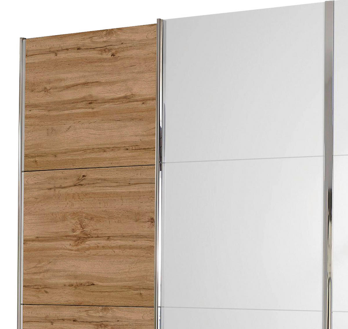 SCHIEBETÜRENSCHRANK 361/230/62 cm 4-türig Eichefarben  - Chromfarben/Eichefarben, MODERN, Holzwerkstoff/Metall (361/230/62cm) - Rauch Möbel