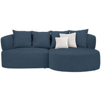 ECKSOFA in Plüsch Dunkelblau  235/166 cm  - Creme/Schwarz, MODERN, Kunststoff/Textil (235/166cm) - Hom`in