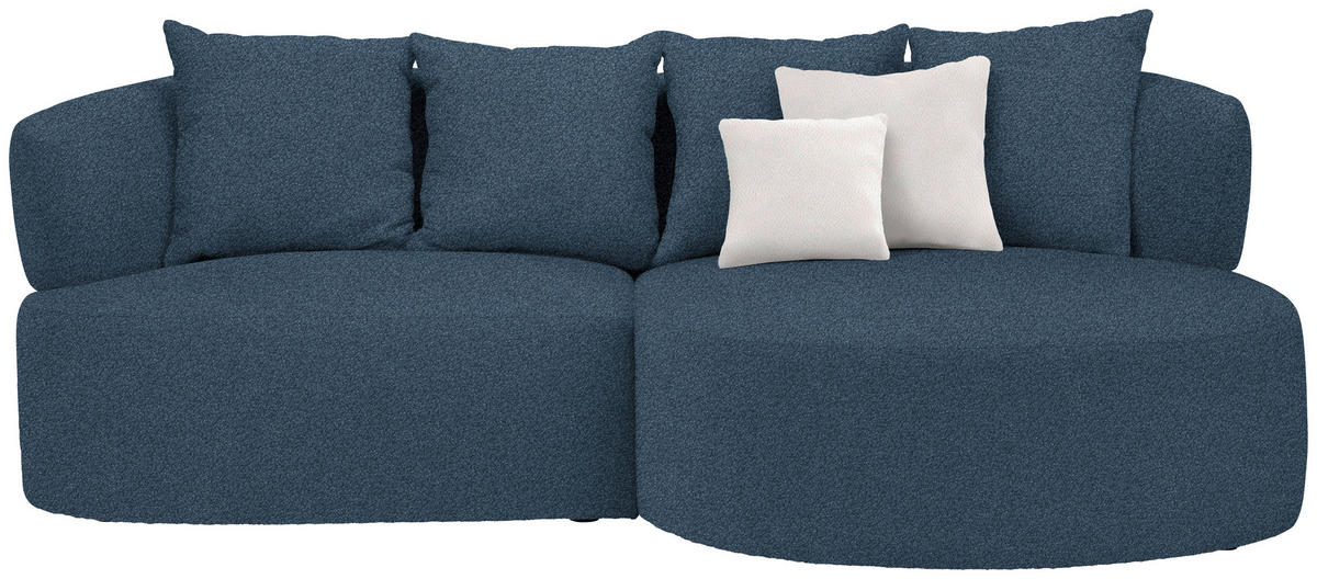 ECKSOFA in Plüsch Dunkelblau  235/166 cm  - Creme/Schwarz, MODERN, Kunststoff/Textil (235/166cm) - Hom`in