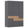 DREHTÜRENSCHRANK 4-türig Grau, Eiche Artisan  - Eiche Artisan/Grau, KONVENTIONELL, Holzwerkstoff/Metall (136/197/54cm) - Xora