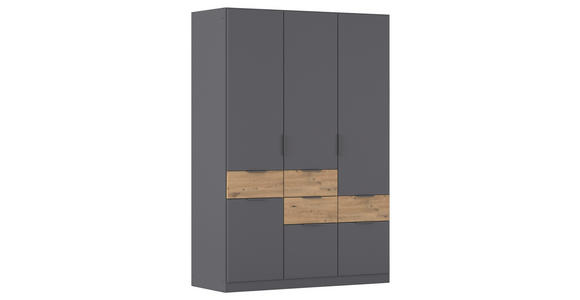 DREHTÜRENSCHRANK  in Grau, Eiche Artisan  - Eiche Artisan/Grau, KONVENTIONELL, Holzwerkstoff/Metall (136/197/54cm) - Xora