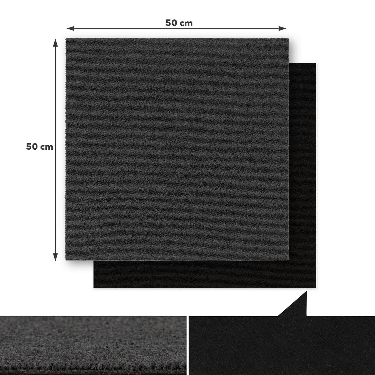 TEPPICHFLIESE - Anthrazit, Basics, Textil (50/50cm) - Esposa