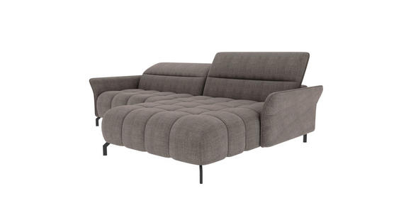 ECKSOFA Taupe Flachgewebe Rücken echt, Kopfteilverstellung, Sitztiefenverstellung  - Taupe/Schwarz, KONVENTIONELL, Textil/Metall (272/175cm) - Carryhome
