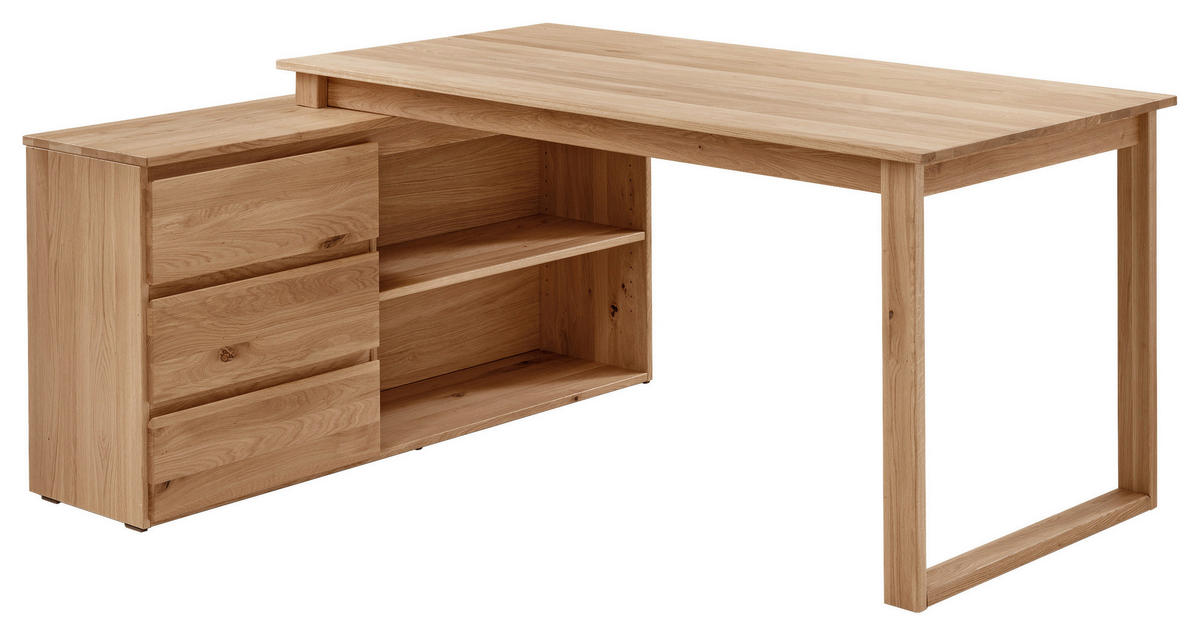 ANBAUSCHREIBTISCH 160/80/76 cm  in Eichefarben  - Eichefarben, KONVENTIONELL, Holz (160/80/76cm) - Linea Natura
