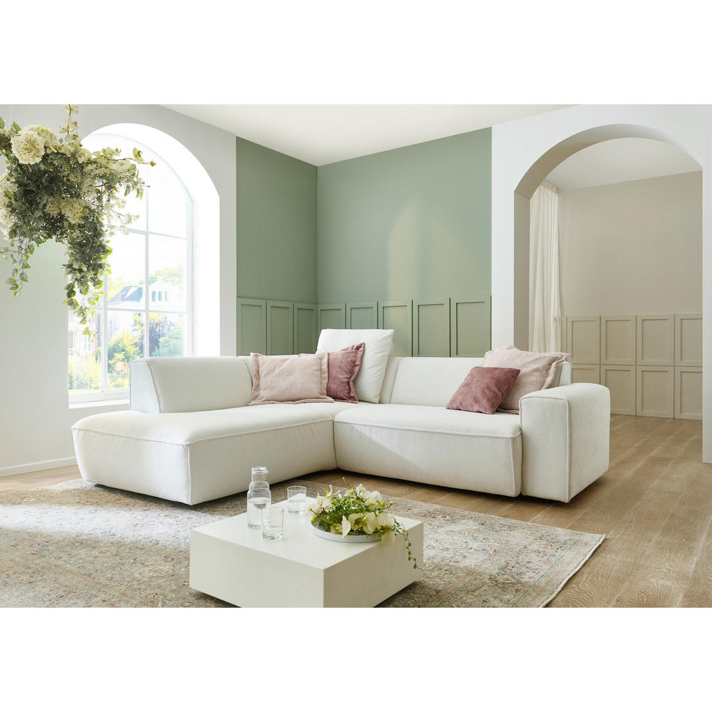 Thumbnail - Carryhome Ecksofa, Weiß, Textil, 3-Sitzer, Ottomane links, L-Form, 254x227 cm, Goldenes M, Made in EU, Stoffauswahl, sei...