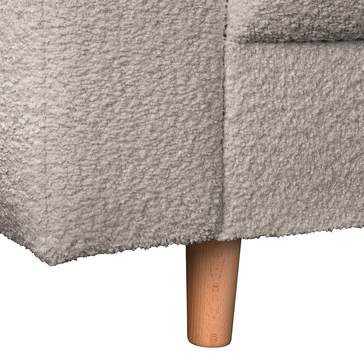 ECKSOFA Ariella Grau Bouclé  - Naturfarben/Grau, Design, Holz/Textil (231/161cm) - Livetastic