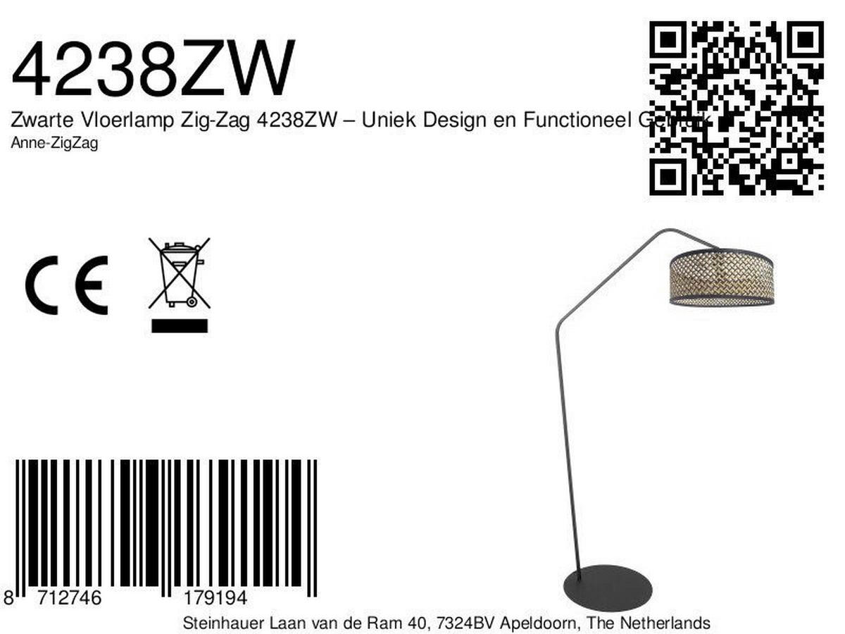 STEHLEUCHTE ZigZag 50/173/70 cm  - Schwarz/Braun, Trend, Textil/Metall (50/173/70cm)