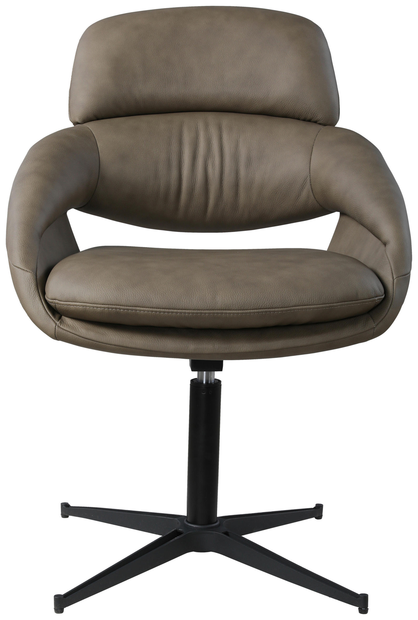 STOL MED ARMSTÖD järn äkta läder pigmenterad  - svart/taupe, Design, metall/läder (60,5/86,7/65cm) - Emilio Belluti