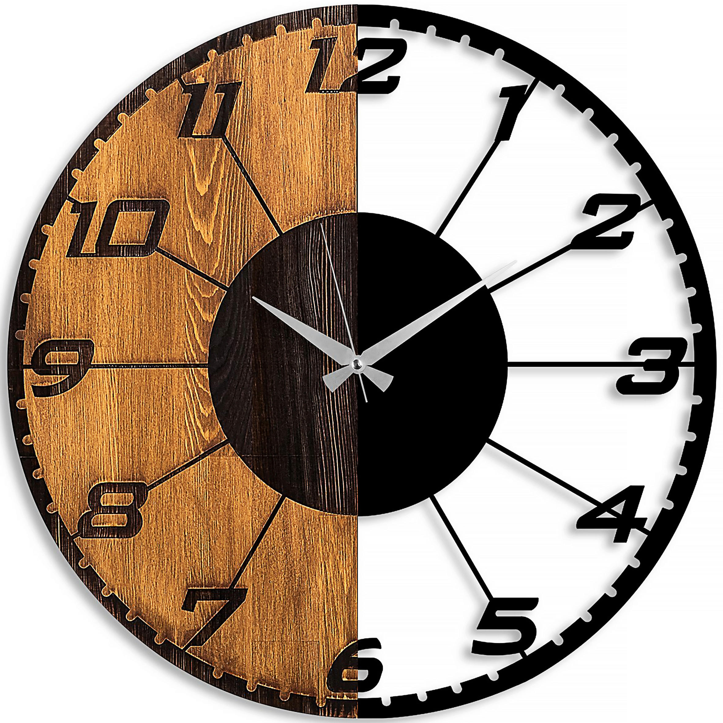 WANDUHR Schwarz, Walnussfarben 56/56/3 cm  - Walnussfarben/Schwarz, LIFESTYLE, Metall (56/56/3cm)