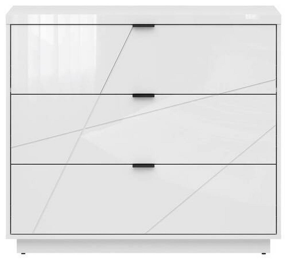 KOMODA   106/93/42,5 cm   bijela, bijela visoki sjaj  - bijela/bijela visoki sjaj, Design, drvni materijal/metal (106/93/42,5cm)