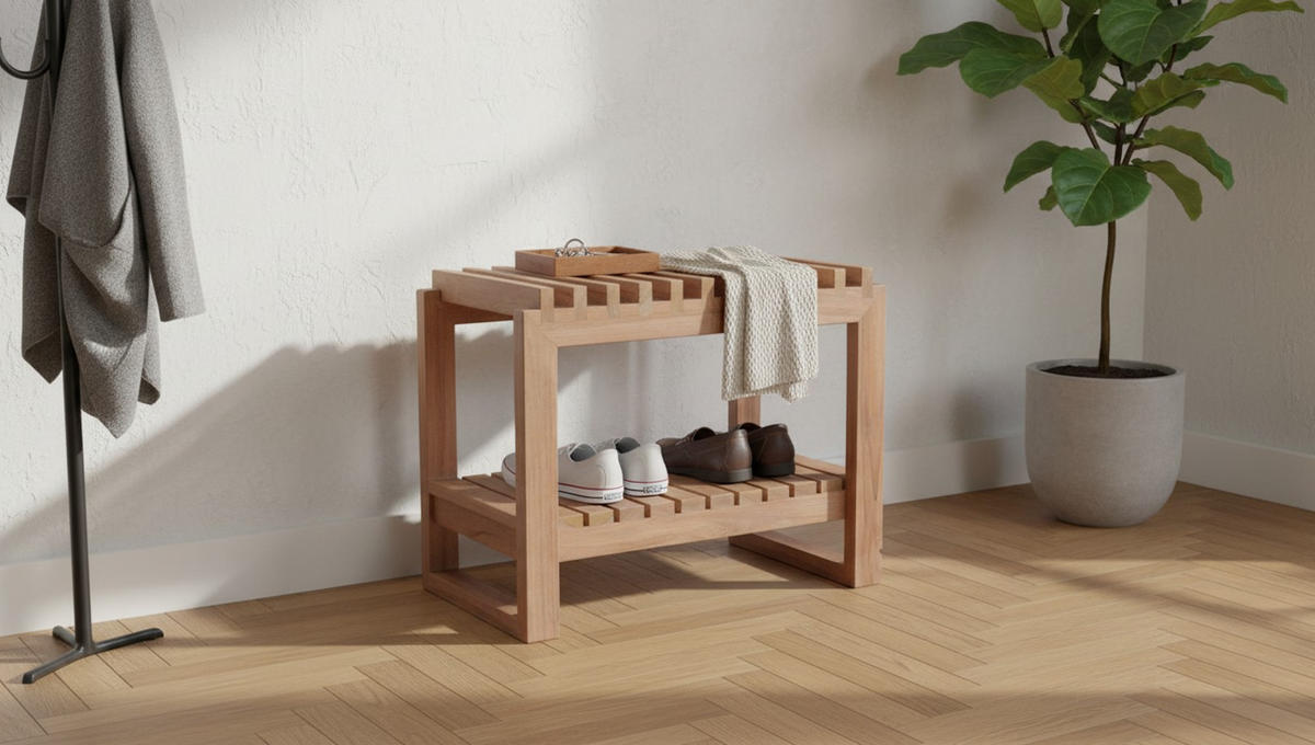 HOCKER Teakholz Naturfarben  - Naturfarben, Design, Holz (55/35/46cm) - Livetastic
