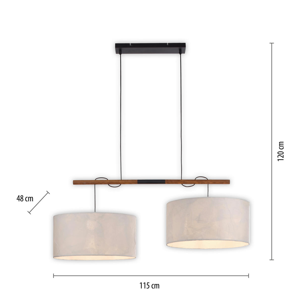 HÄNGELEUCHTE Sofie 107/44/120 cm   - Weiß, Natur, Papier/Metall (107/44/120cm)