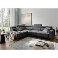 ECKSOFA Chenille Anthrazit  - Anthrazit/Schwarz, Konventionell, Textil/Metall (225/305cm) - Livetastic