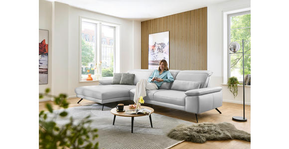 ECKSOFA in Echtleder Weiß 193/332 cm - Schwarz/Weiß, Design, Leder/Metall (193/332cm) - Dieter Knoll