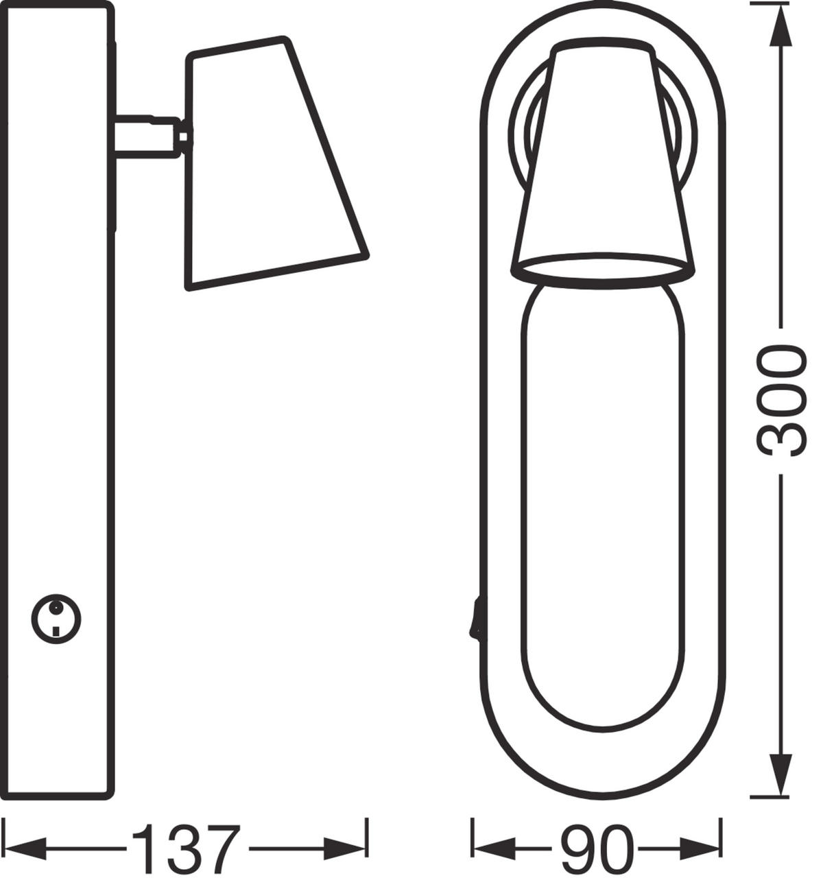 LED-WANDLEUCHTE 9/13,7/30 cm   - Weiß, Design, Kunststoff/Metall (9/13,7/30cm) - Osram