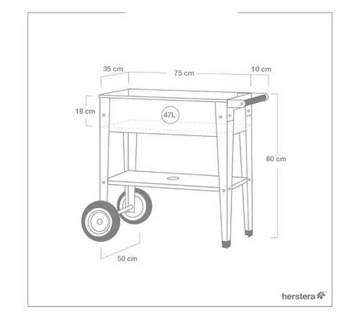 HOCHBEET 35/80/75 cm  - Anthrazit, Basics, Metall (35/80/75cm)