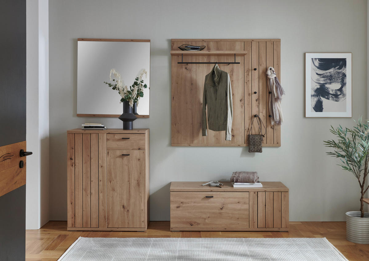 GARDEROBE  in 215/199/40,2 cm  - Schwarz/Eiche Artisan, Konventionell, Glas/Holzwerkstoff (215/199/40,2cm) - Cantus
