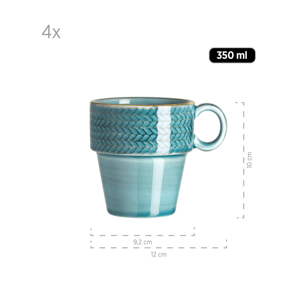 SET KAFFEMUGGAR Prospero 4 delar  - blå, Basics, keramik (12/10/9,2cm) - Mäser