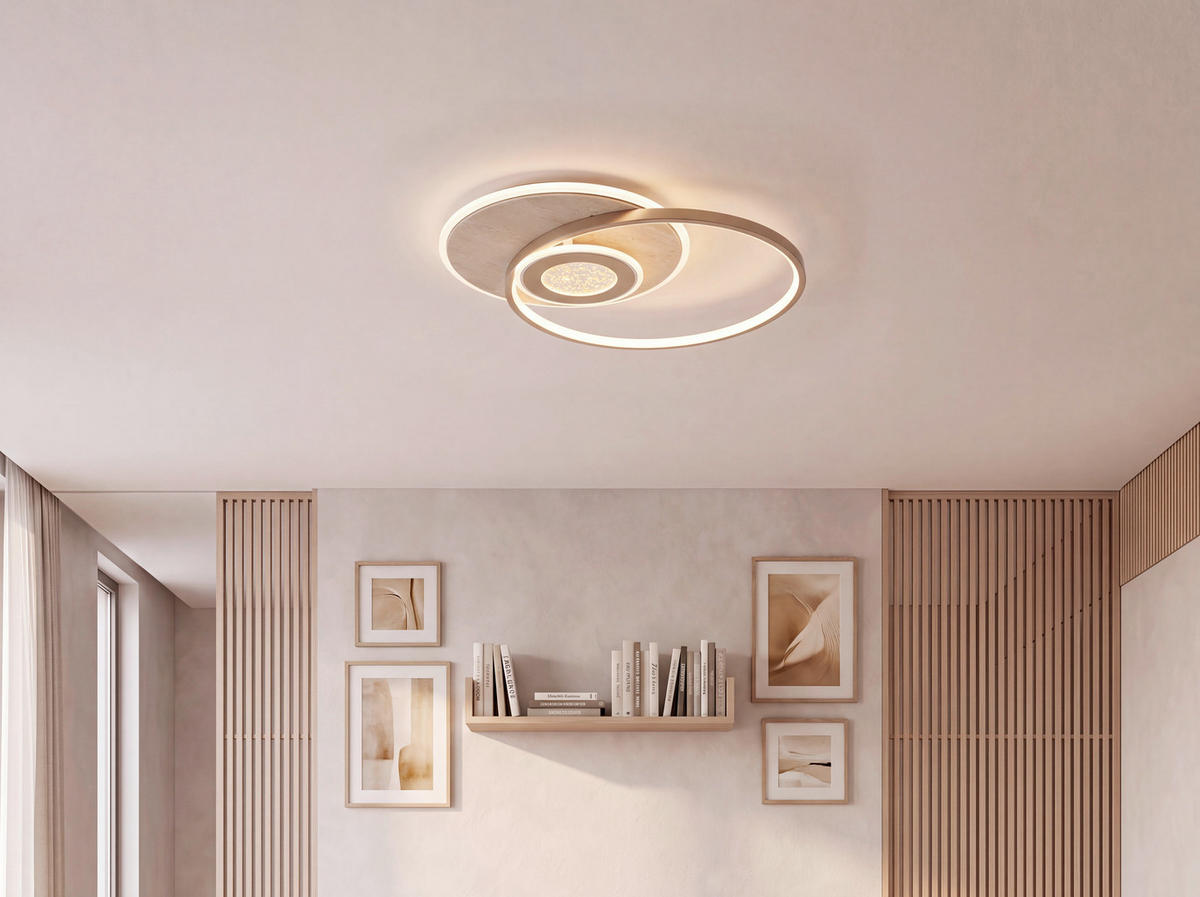 STROPNÍ LED SVÍTIDLO, 54,5/43/8 cm - zlatohnědá/barvy chromu, Design, kov/plast (54,5/43/8cm) - Novel