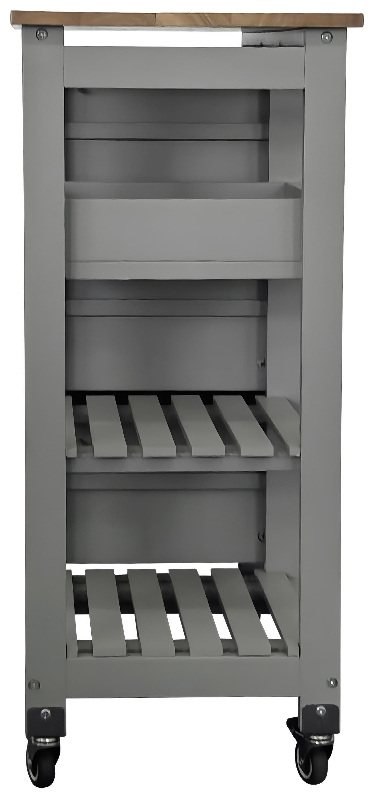 SERVIERWAGEN Kautschukholz vollmassiv Graublau  - Graublau/Silberfarben, Basics, Holz/Holzwerkstoff (67/84/37cm) - MID.YOU