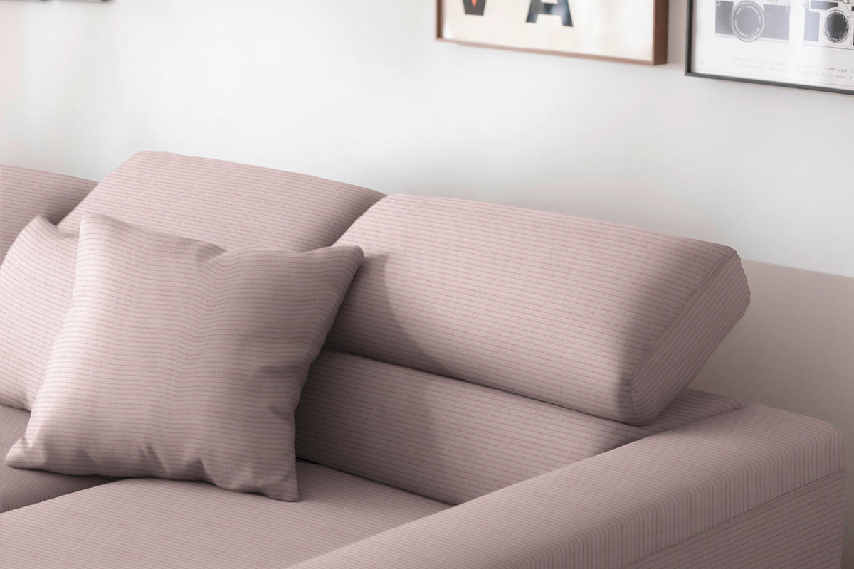 ECKSOFA Cord Rosa  - Schwarz/Rosa, Design, Textil/Metall (293/215-217cm) - Schöner Wohnen
