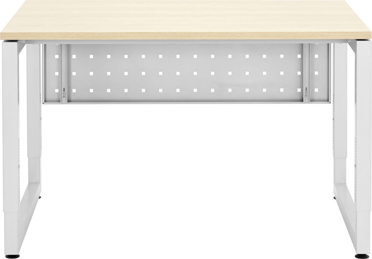 SCHREIBTISCH höhenverstellbar  - Eichefarben/Silberfarben, KONVENTIONELL, Holzwerkstoff/Metall (120/80/65-85cm) - Venda