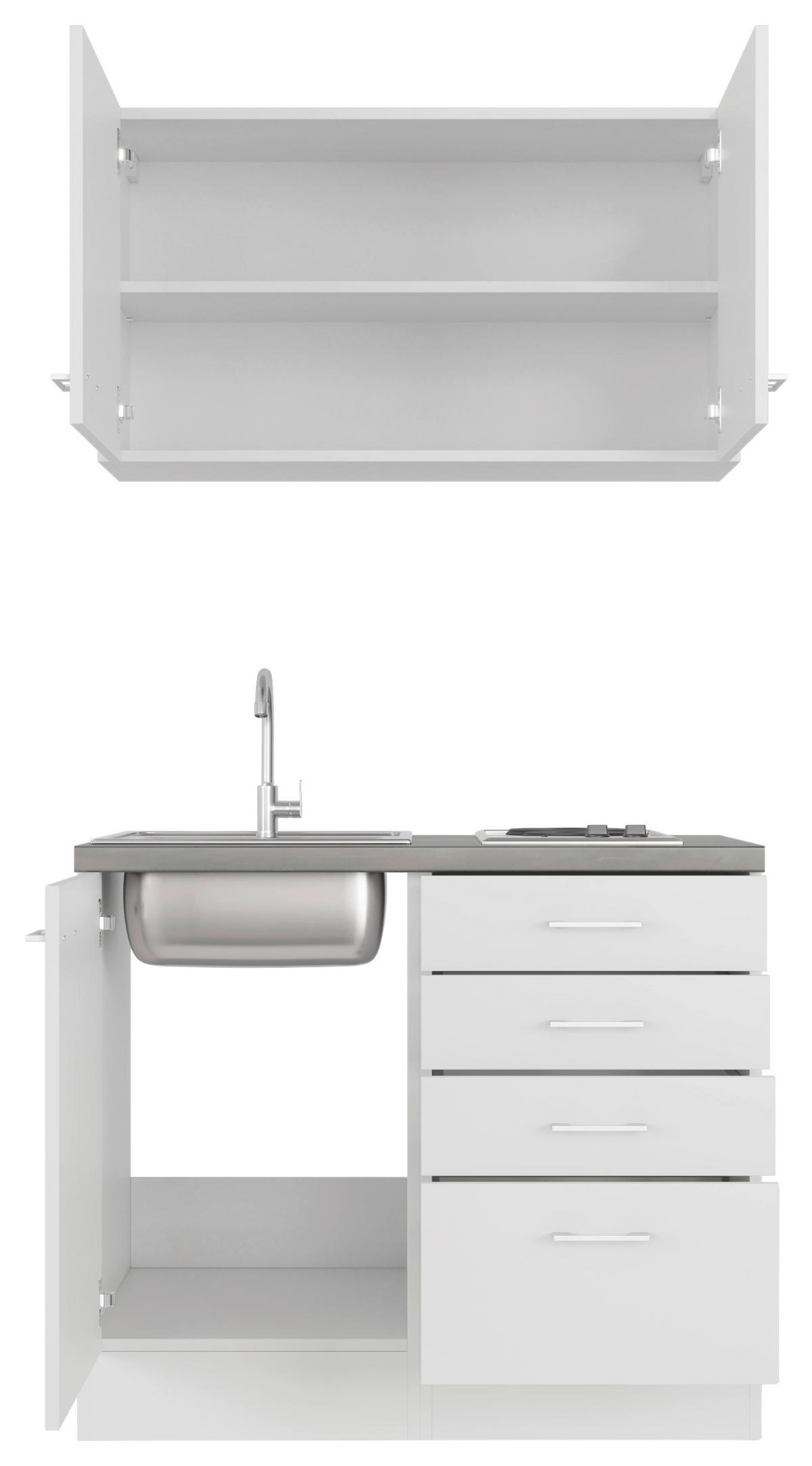 MINIKUCHYŇA LUCCA 100 - sivohnedá/biela, Modern, kompozitné drevo/plast (100cm) - FlexWell