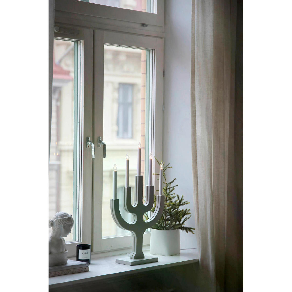 WEIHNACHTSPYRAMIDE SAPIN  - Greige, Trend, Holzwerkstoff/Kunststoff (40/65,5/12cm) - Markslöjd