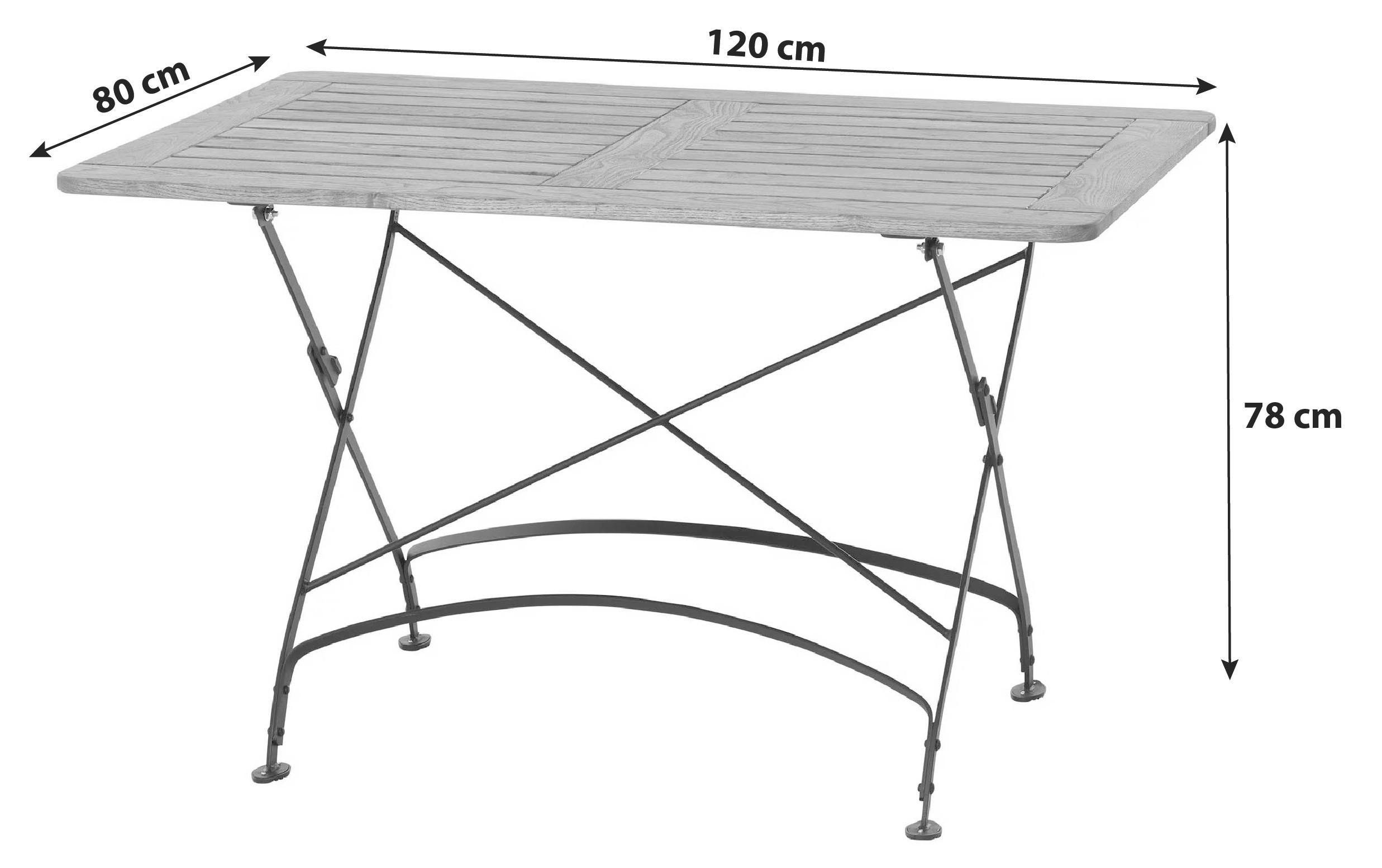 GARTENKLAPPTISCH 120/80/78 cm Holz, Metall rechteckig  - Robinienfarben/Schwarz, KONVENTIONELL, Holz/Metall (120/80/78cm) - Siena Garden