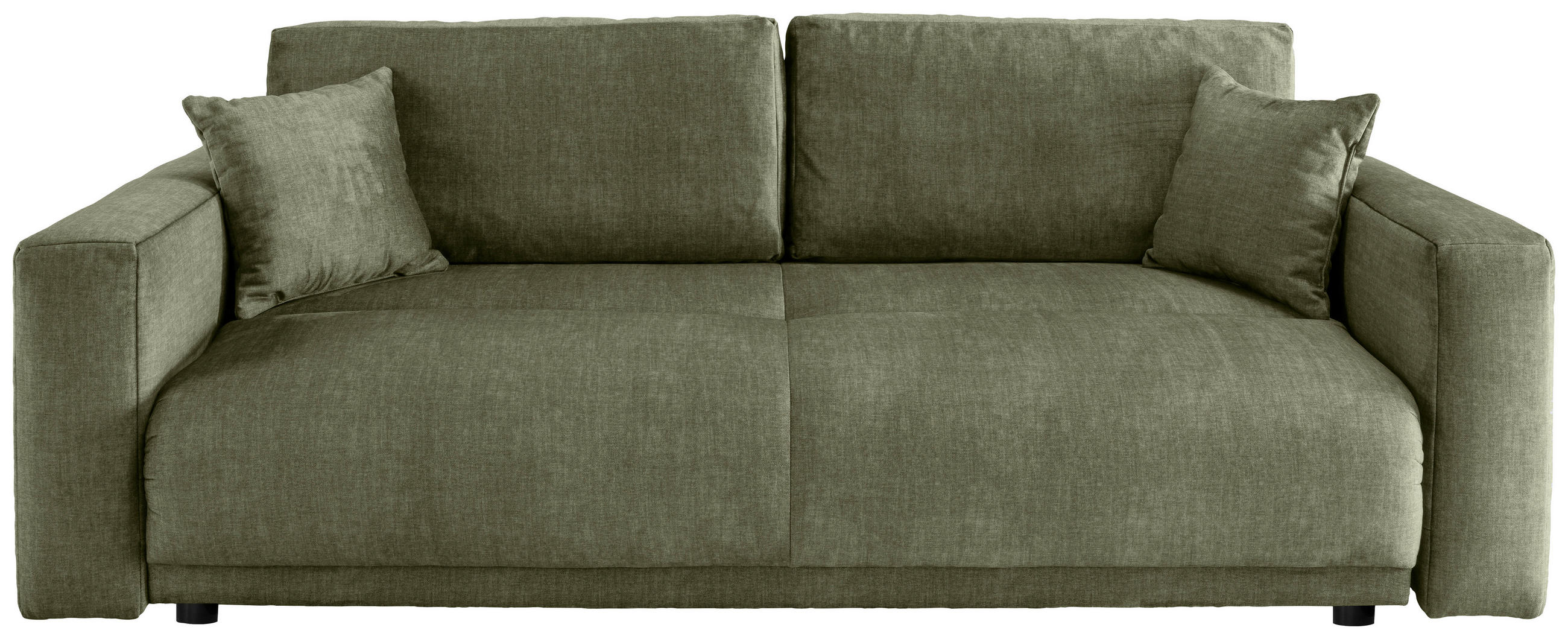 SCHLAFSOFA in Velours Grün  - Schwarz/Grün, MODERN, Kunststoff/Textil (245/86/126cm) - Livetastic
