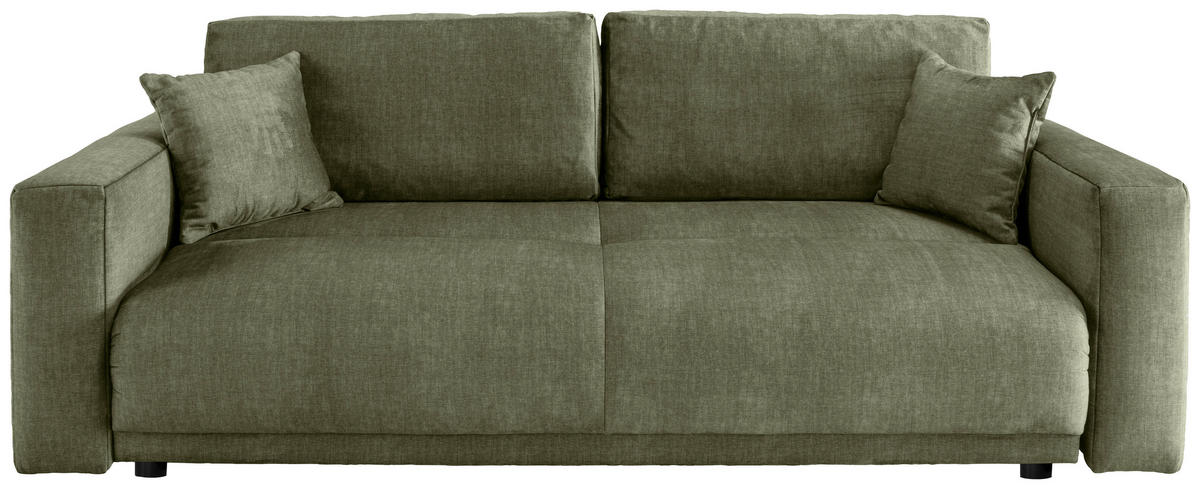 SCHLAFSOFA in Velours Grün  - Schwarz/Grün, MODERN, Kunststoff/Textil (245/86/126cm) - Livetastic