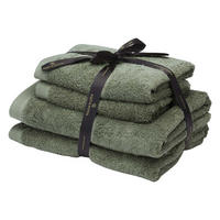 SADA RUČNÍKŮ A OSUŠEK, tmavě zelená - tmavě zelená, Basics, textil - Aquanova