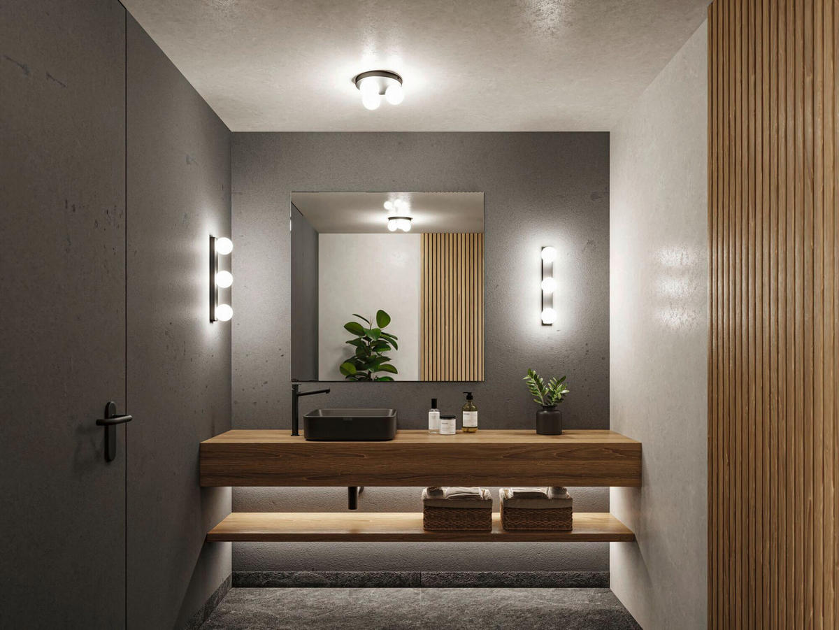BADEZIMMER-WANDLEUCHTE Gove 40,0/10,0/8,0 cm   - Schwarz/Weiß, Basics, Glas/Metall (40,0/10,0/8,0cm) - Paulmann