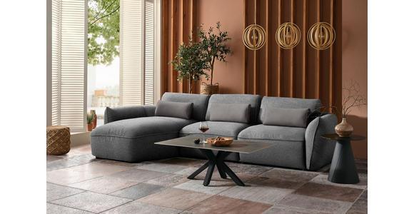 ECKSOFA  in Chenille Dunkelgrau  190/340 cm  - Dunkelgrau/Schwarz, Design, Kunststoff/Textil (190/340cm) - Belluti