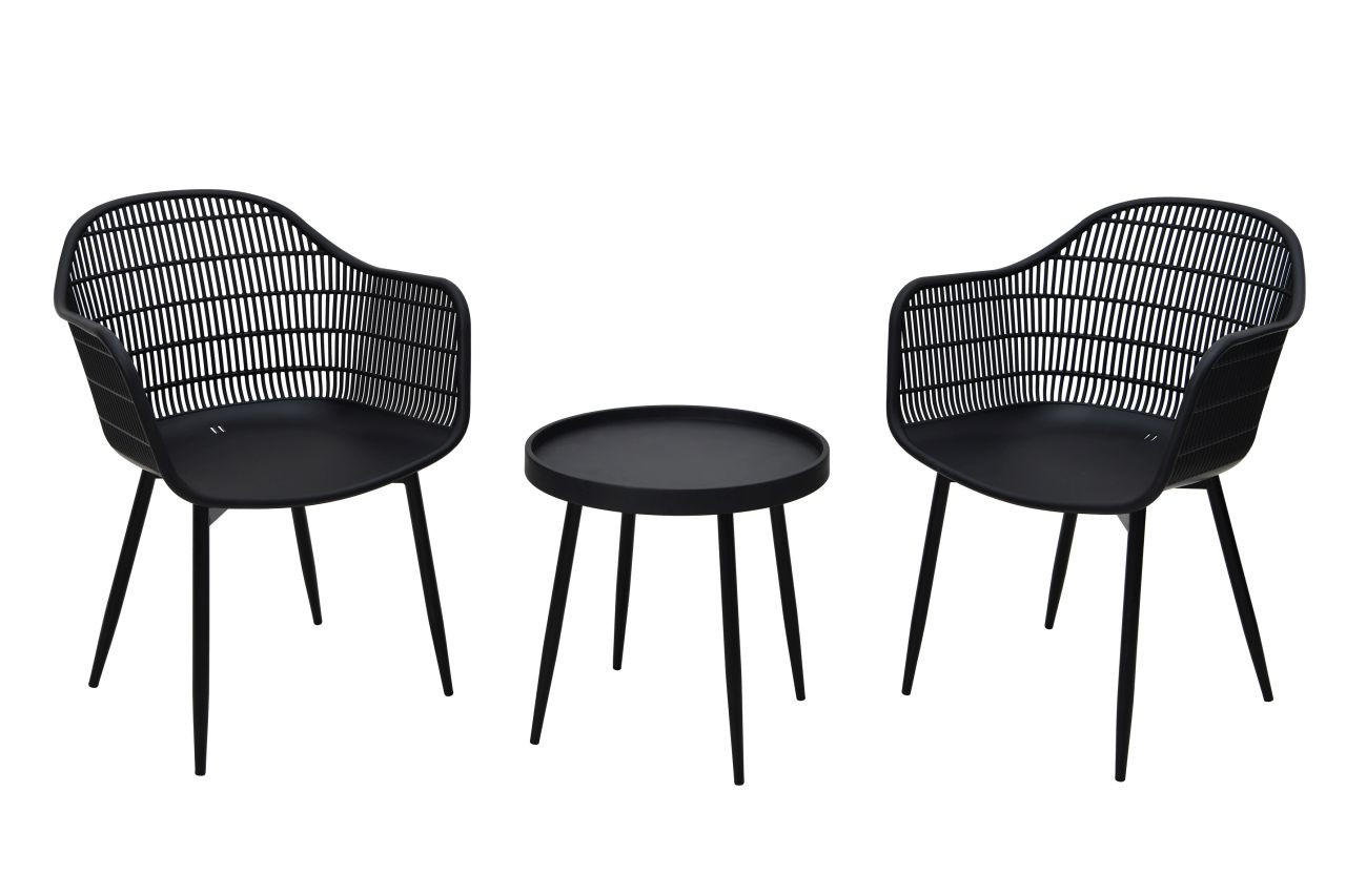 BALKONSET Schwarz 3-teilig - Schwarz, MODERN, Kunststoff/Metall (53/85/63cm) - Ambia Garden