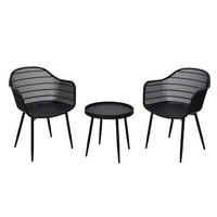 BALKONSET Schwarz 3-teilig  - Schwarz, MODERN, Kunststoff/Metall (53/85/63cm) - Ambia Garden