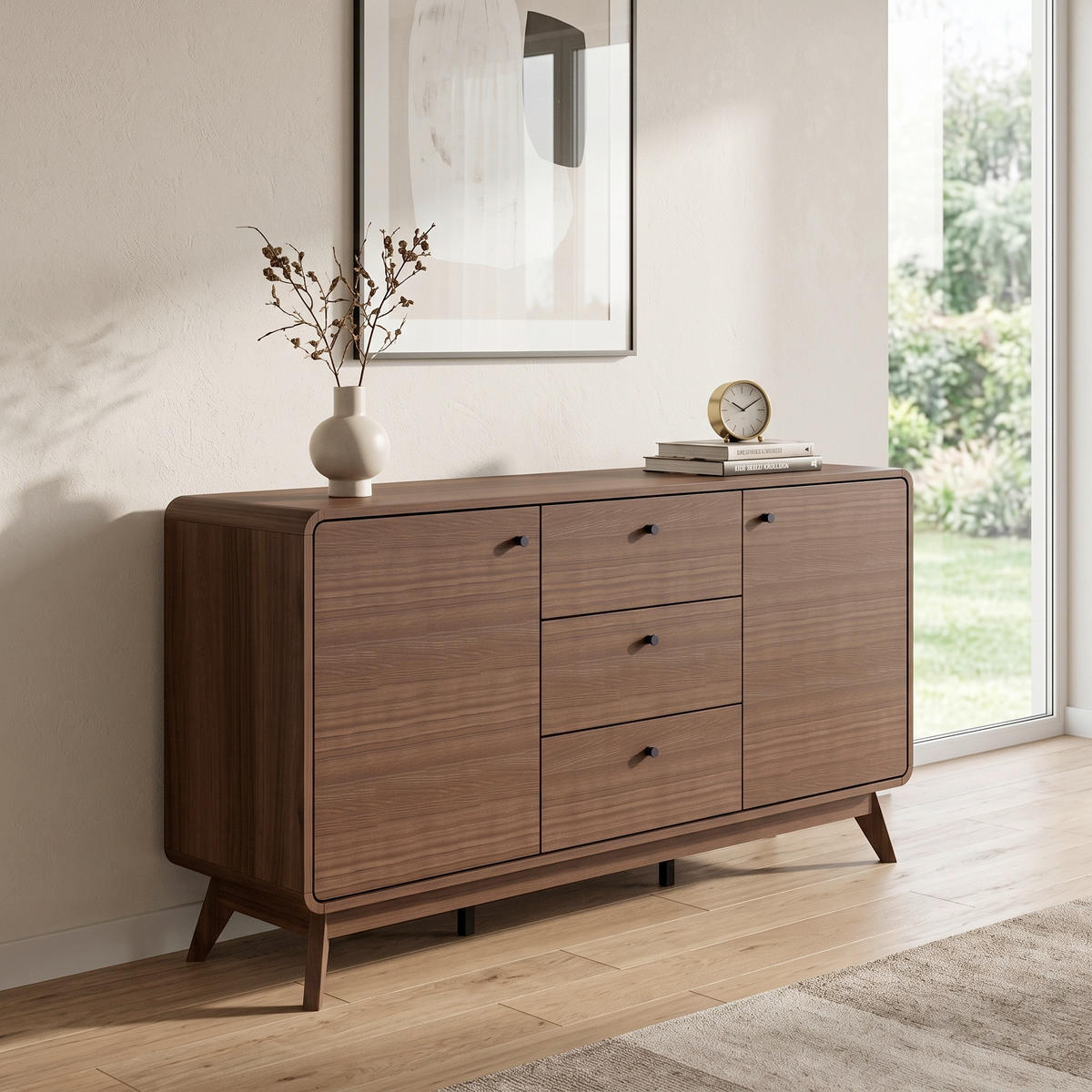 SIDEBOARD Cassie 140/75/39 cm 3 Schublade(n)  - Walnussfarben, Design, Holz/Holzwerkstoff (140/75/39cm) - MID.YOU