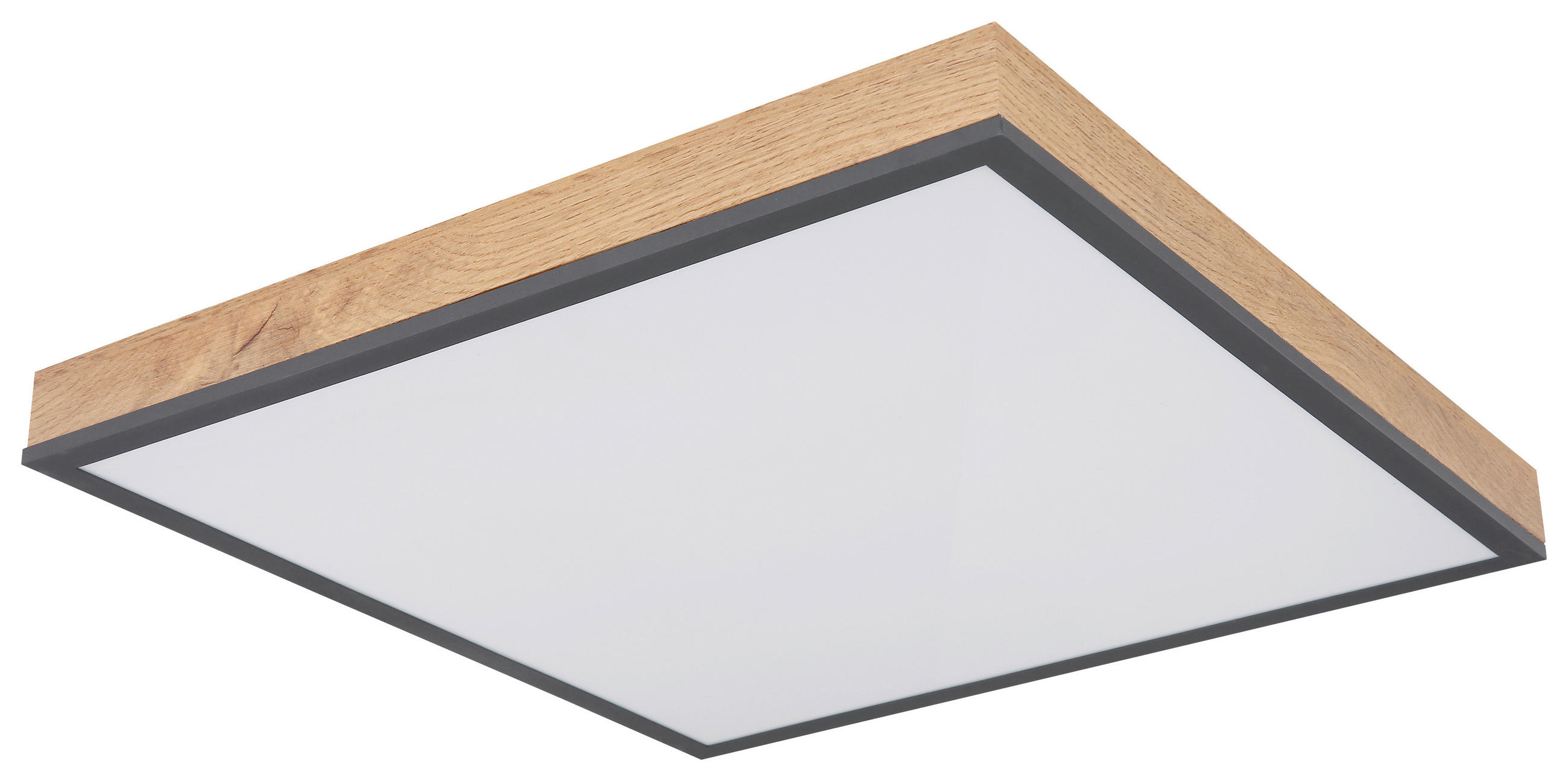 LED-DECKENLEUCHTE DORO 45/45/7,6 cm  - Opal/Graphitfarben, Basics, Kunststoff/Metall (45/45/7,6cm) - Globo