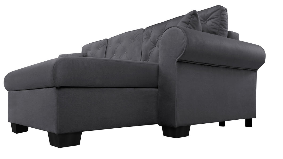 ECKSOFA in Dunkelgrau  - Dunkelgrau/Buchefarben, Design, Holz/Textil (266/161cm) - MID.YOU