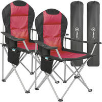 CAMPINGSESSEL-SET - Rot/Silberfarben, Basics, Textil/Metall (55/108/55cm) - Modante