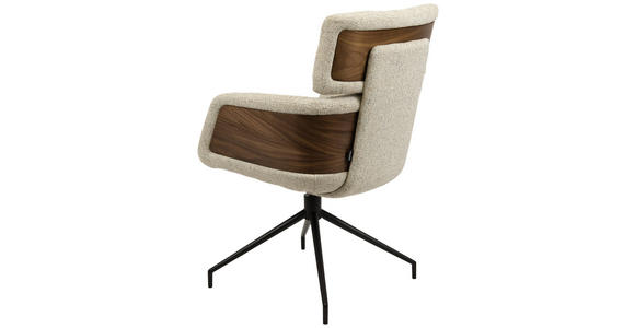 ARMLEHNSTUHL  in Eisen Webstoff  - Beige/Walnussfarben, Design, Holz/Textil (62/92/66cm) - Dieter Knoll