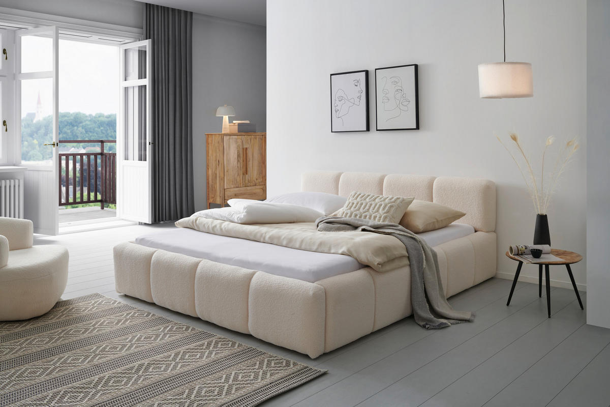 POLSTERBETT Lattenrost Beige 180/200 cm  - Beige/Schwarz, MODERN, Holz/Kunststoff (180/200cm) - Livetastic