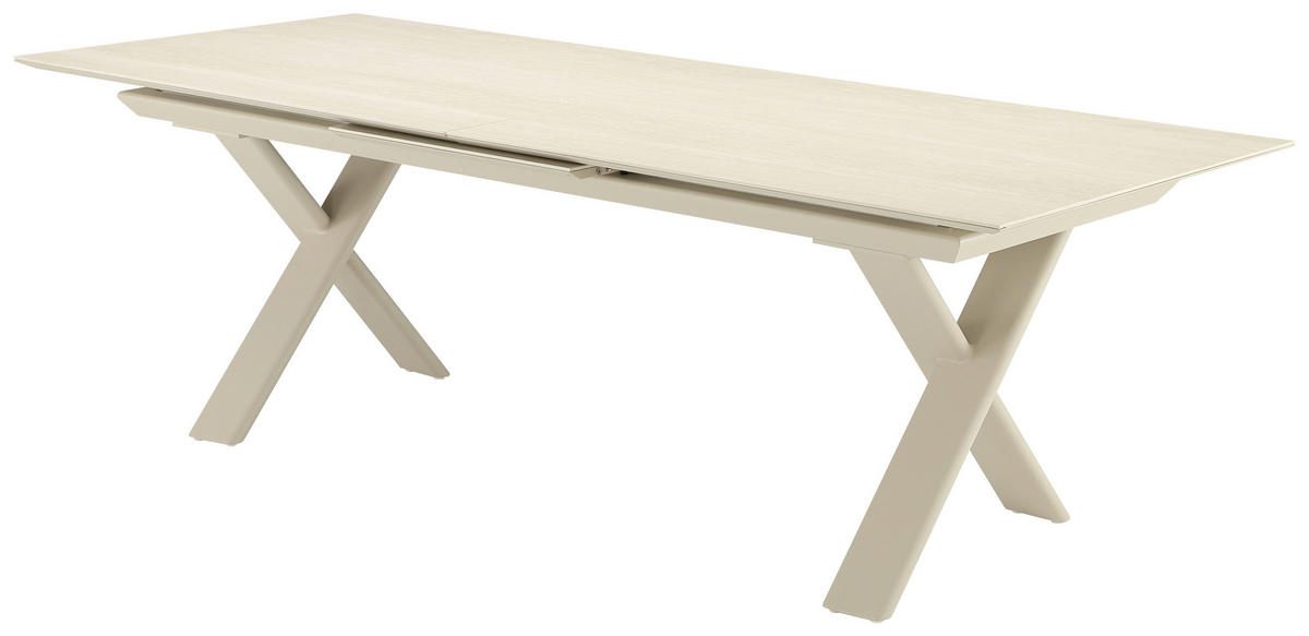 GARTENTISCH 240-300/100/74 cm Metall, Keramik rechteckig  - Sandfarben/Mokka, Basics, Keramik/Metall (240-300/100/74cm) - Zebra 