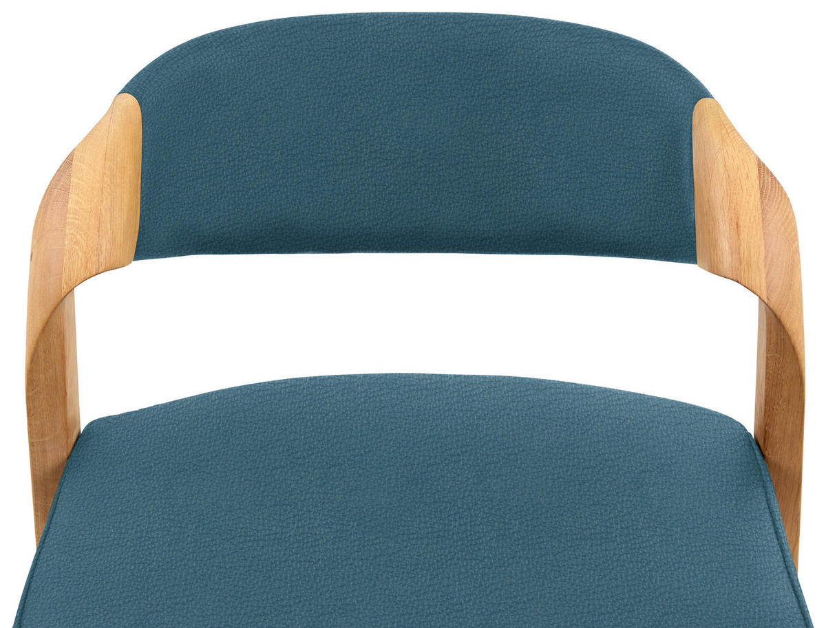 TRESENSTUHL in Blau, Wildeiche  - Blau/Wildeiche, Natur, Leder/Holz (51/93/49cm) - Voglauer