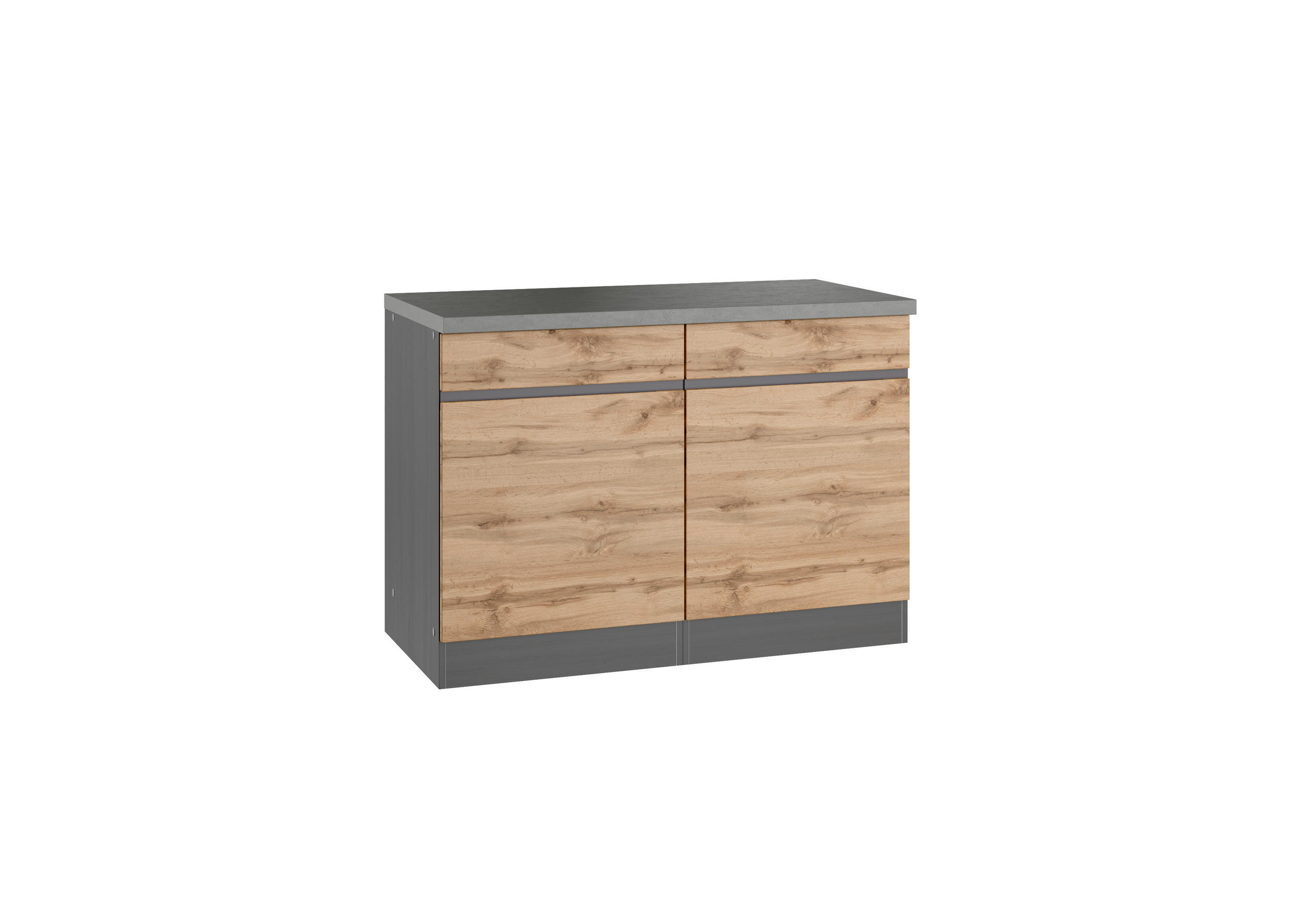 KÜCHENUNTERSCHRANK 120/86/60 cm  in Graphitfarben, Eiche Wotan  - Eiche Wotan/Graphitfarben, Design, Holzwerkstoff (120/86/60cm) - Held